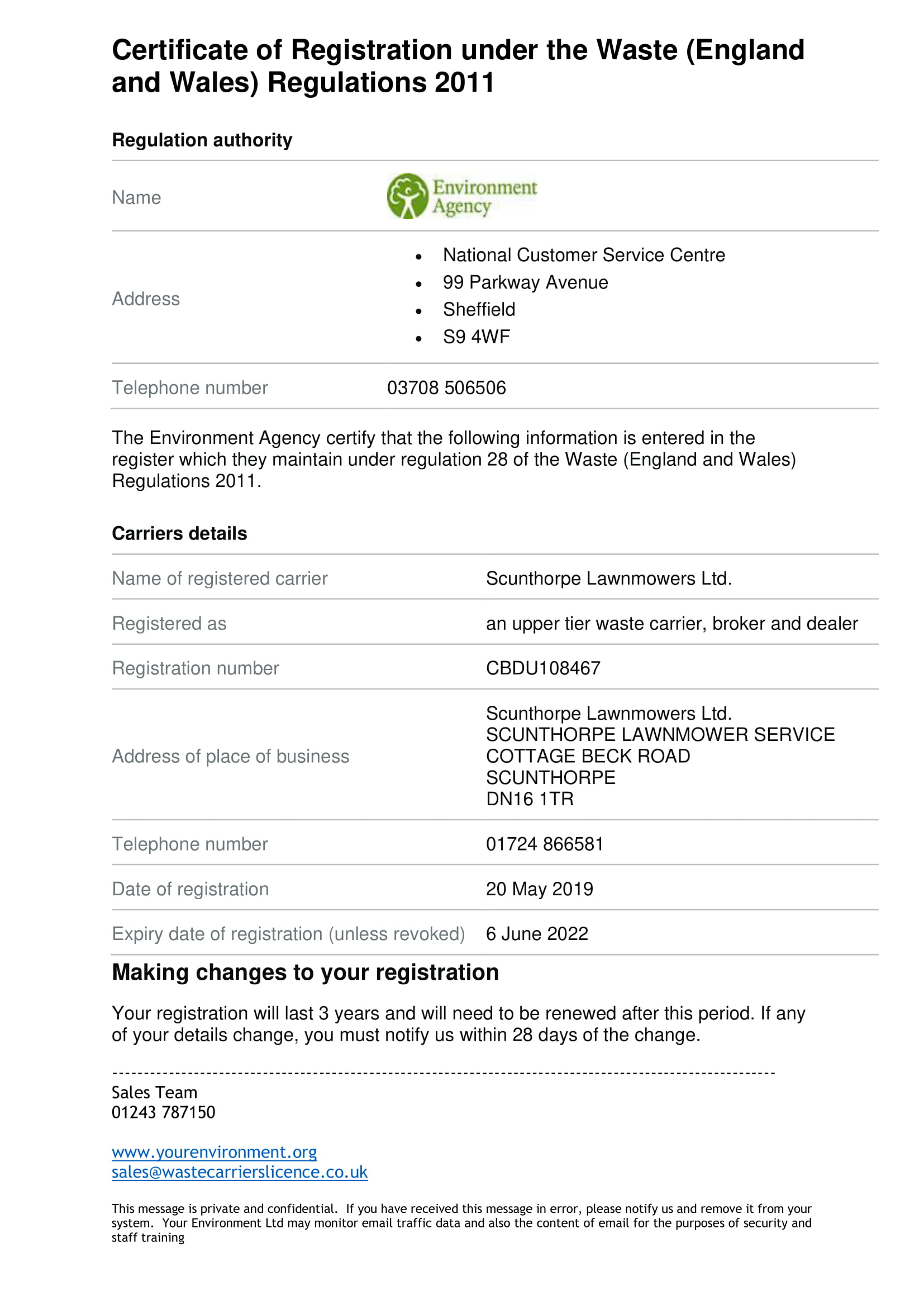 Policies Scunthorpe Lawnmowers